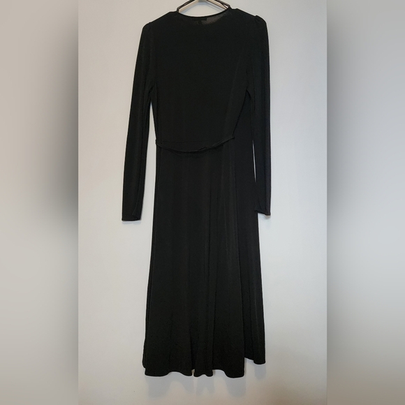 Massimo Dutti, Size Small, Black, V-Neck, Midi/Maxi Length, Long Sleeve, Elegant - Picture 2 of 8